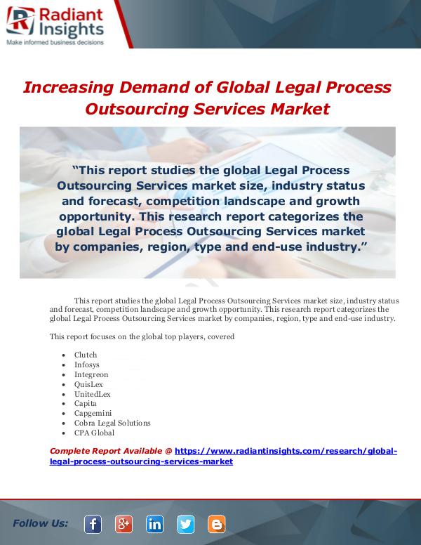 Market Forecasts and Industry Analysis Increasing Demand of Global Legal Process Outsourc