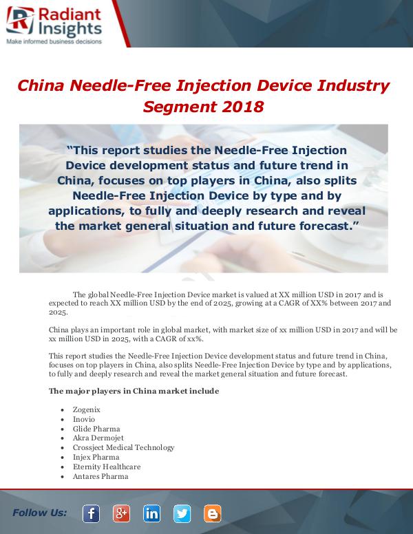 Market Forecasts and Industry Analysis China Needle-Free Injection Device Industry Segmen