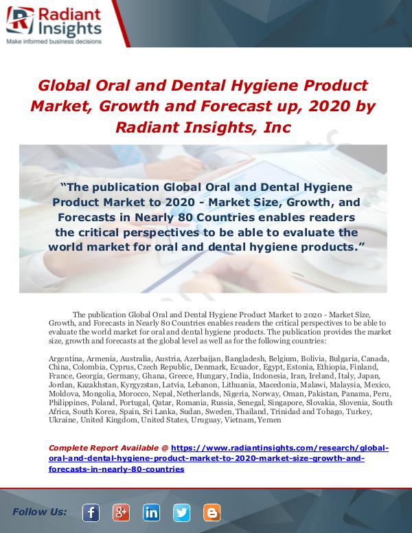 Market Forecasts and Industry Analysis Global Oral and Dental Hygiene Product Market, Gro