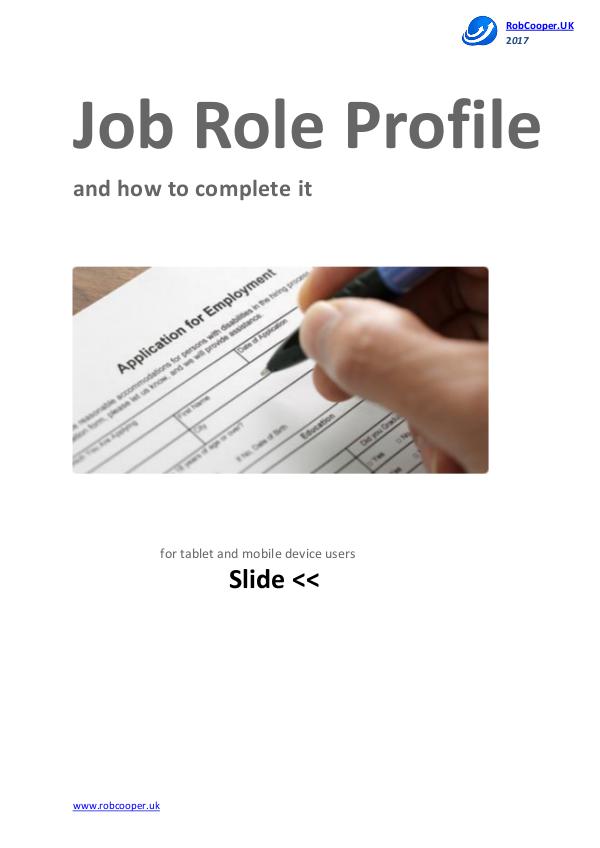 Job Interview Techniques by www.robcooper.uk Job Role Profile and how to complete it
