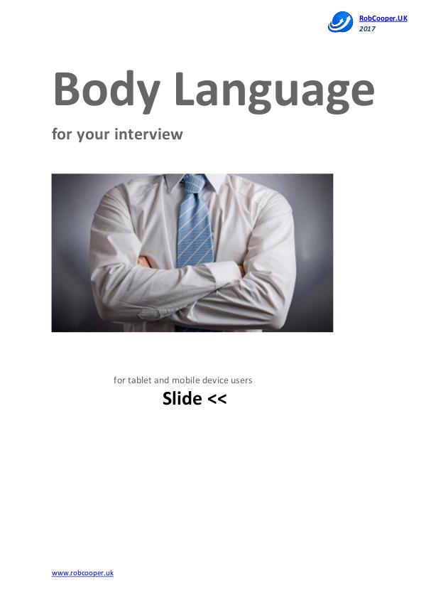Job Interview Techniques by www.robcooper.uk Body Language for your interview