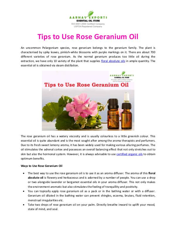 Tips to Use Rose Geranium Oil