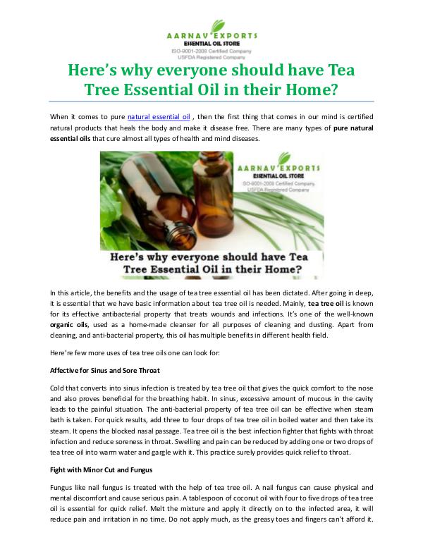 Here’s why everyone should have Tea Tree Essential Oil in their Home? Here’s why everyone should have Tea Tree Essential