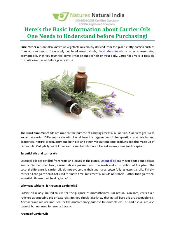 Here’s the Basic Information about Carrier Oils One Needs to Understand before Purchasing!