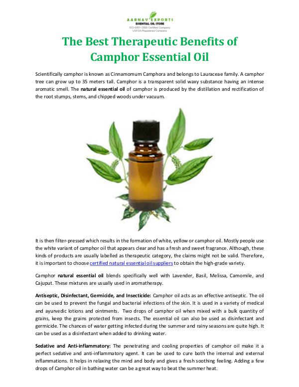 The Best Therapeutic Benefits of Camphor Essential Oil
