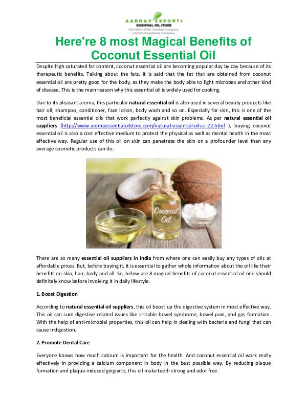 Here're 8 most Magical Benefits of Coconut Essential Oil