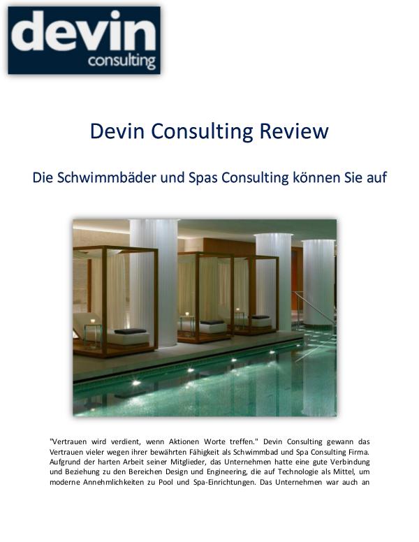 Die Schwimmbäder und Spas Consulting können Sie auf Devin Consulting Review - Die Schwimmbäder und Spa