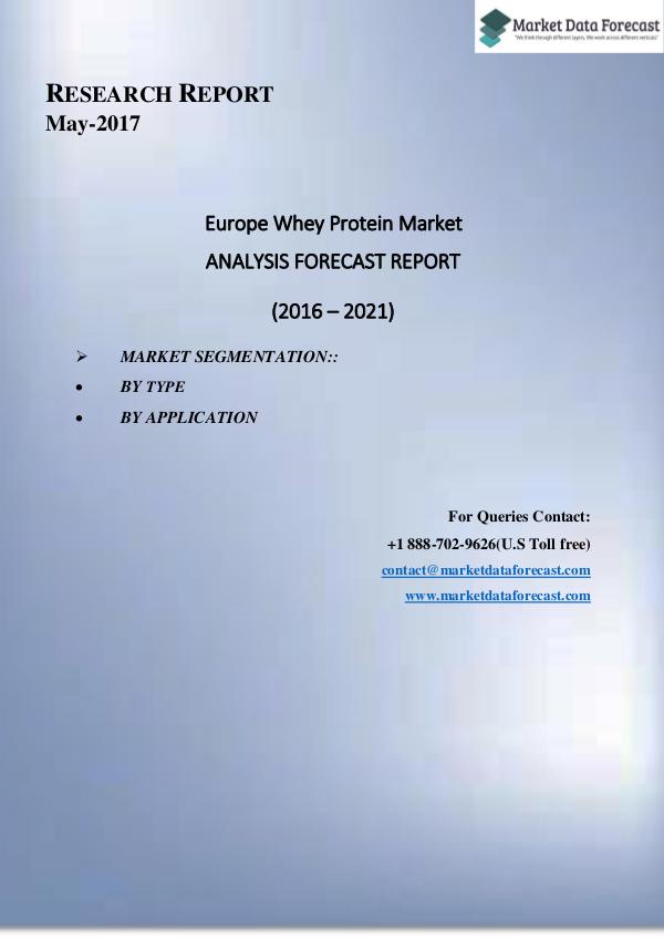 Current Trends in  Europe Frozen Bakery Products Market  Market 2016- Current Trends Europe Whey Protein Market Growth