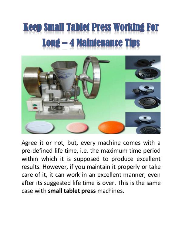 Keep Small Tablet Press Working For Long – 4 Maintenance Tips Keep Small Tablet Press Working For Long – 4 Maint