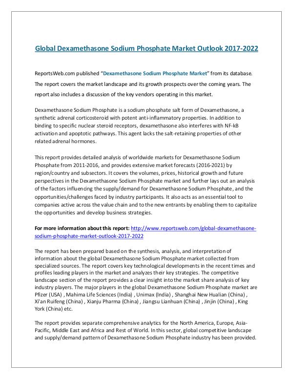 BRIC Hernia Repair Devices Market Outlook to 2023 Global Dexamethasone Sodium Phosphate Market