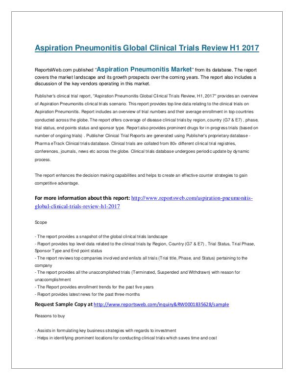 ReportsWeb- Aspiration Pneumonitis Global Clinical Trials Revi