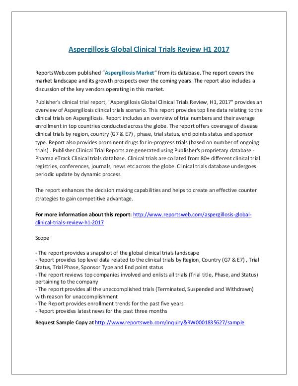 ReportsWeb- Aspergillosis Global Clinical Trials Review H1 201