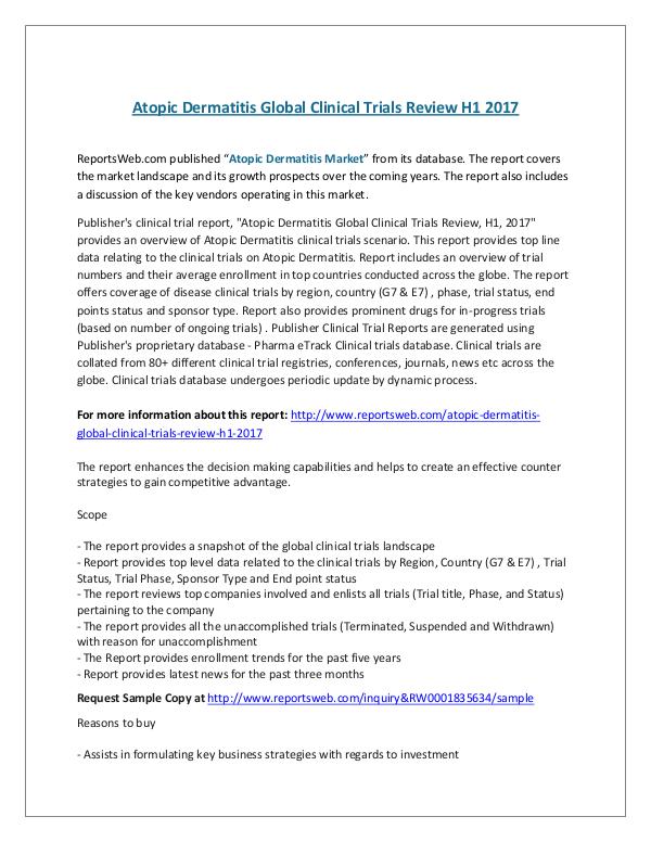 ReportsWeb- Atopic Dermatitis Global Clinical Trials Review H1