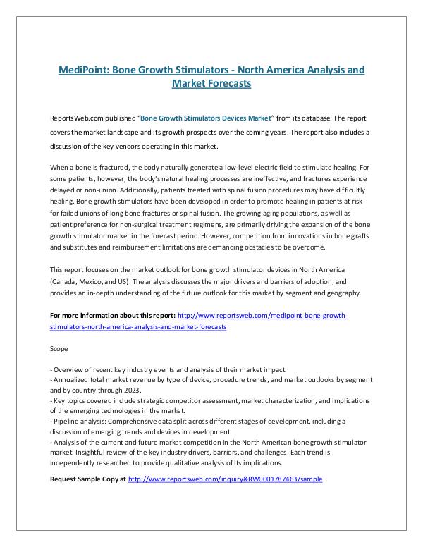 ReportsWeb- Bone Growth Stimulators - North America Analysis a