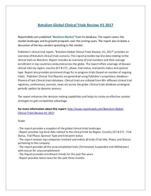 ReportsWeb- Botulism Global Clinical Trials Review H1 2017