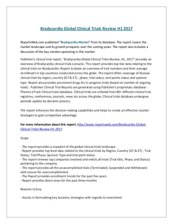 ReportsWeb- Bradycardia Global Clinical Trials Review H1 2017