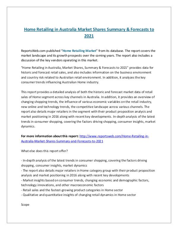 ReportsWeb- Home Retailing in Australia Market Shares Summary