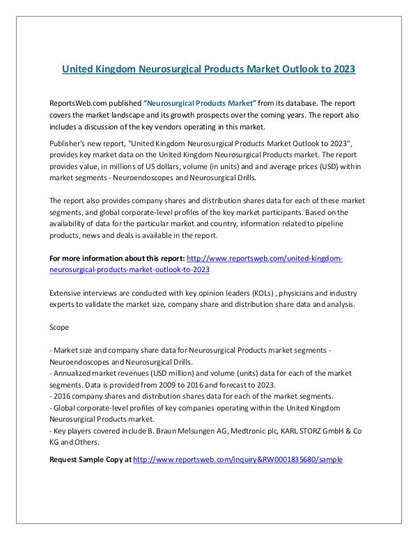 ReportsWeb- United Kingdom Neurosurgical Products Market Outlo