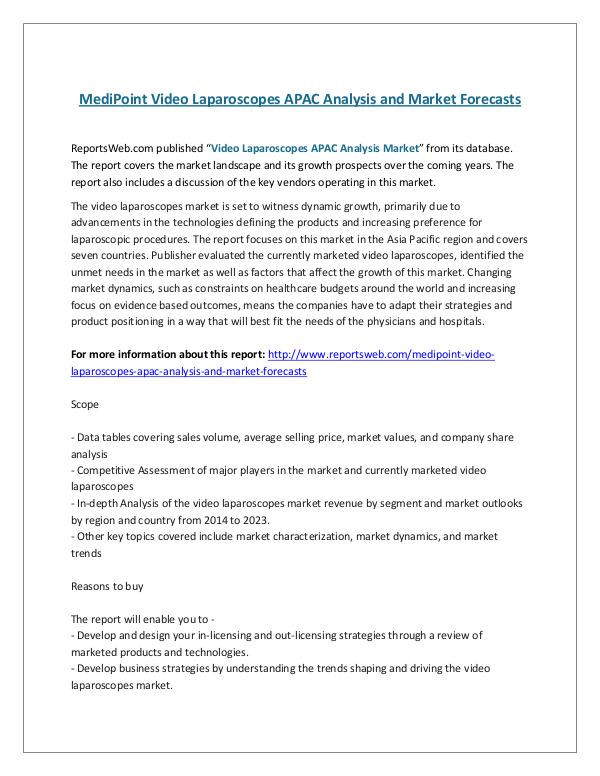 ReportsWeb- MediPoint Video Laparoscopes APAC Analysis and Mar