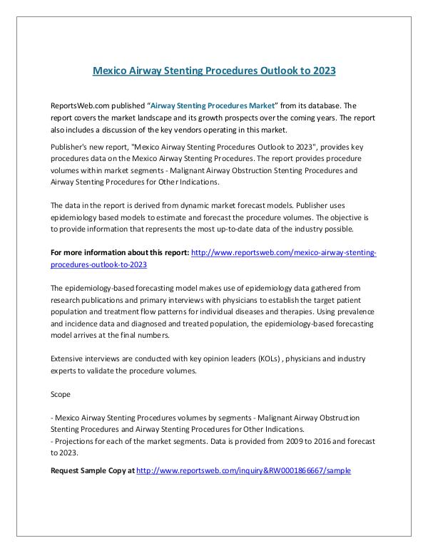 ReportsWeb- Mexico Airway Stenting Procedures Outlook to 2023