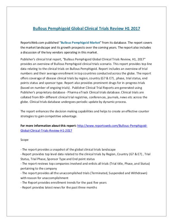 Bullous Pemphigoid Global Clinical Trials Review H