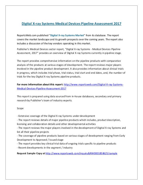 ReportsWeb- Digital X-ray Systems Medical Devices Pipeline Ass