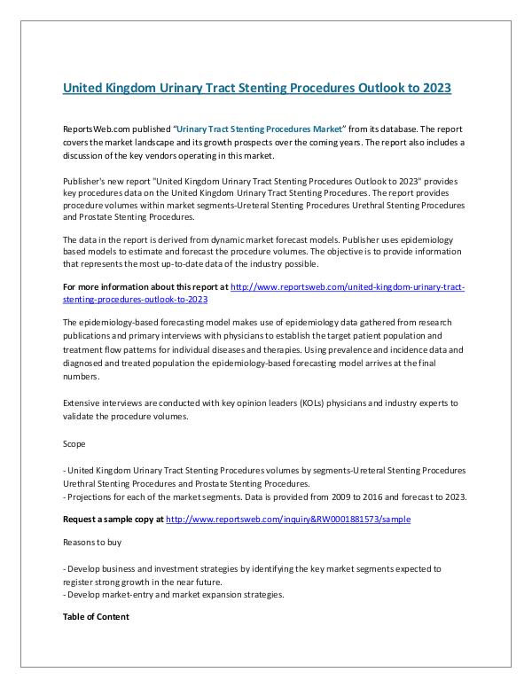ReportsWeb- United Kingdom Urinary Tract Stenting Procedures O