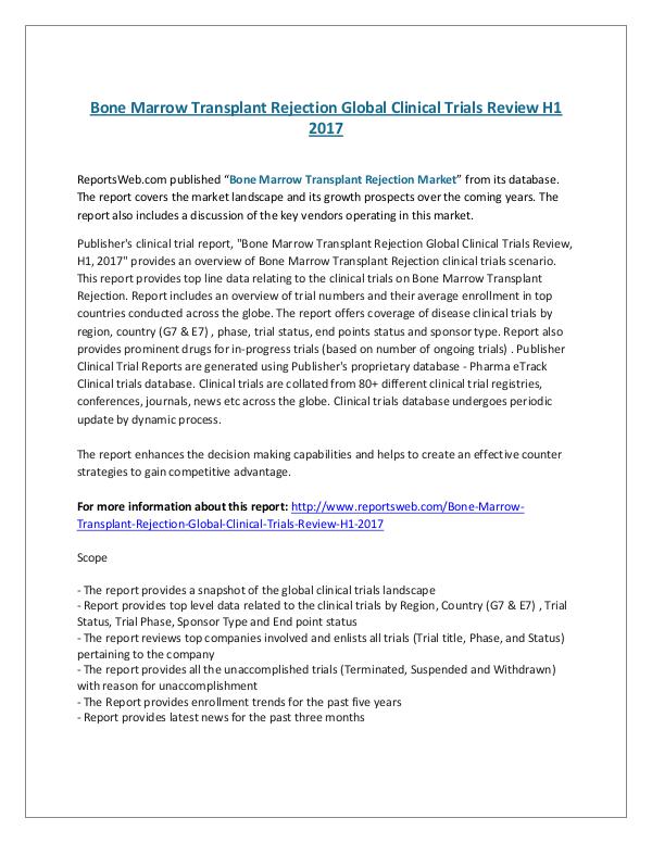 Bone Marrow Transplant Rejection Global Clinical T