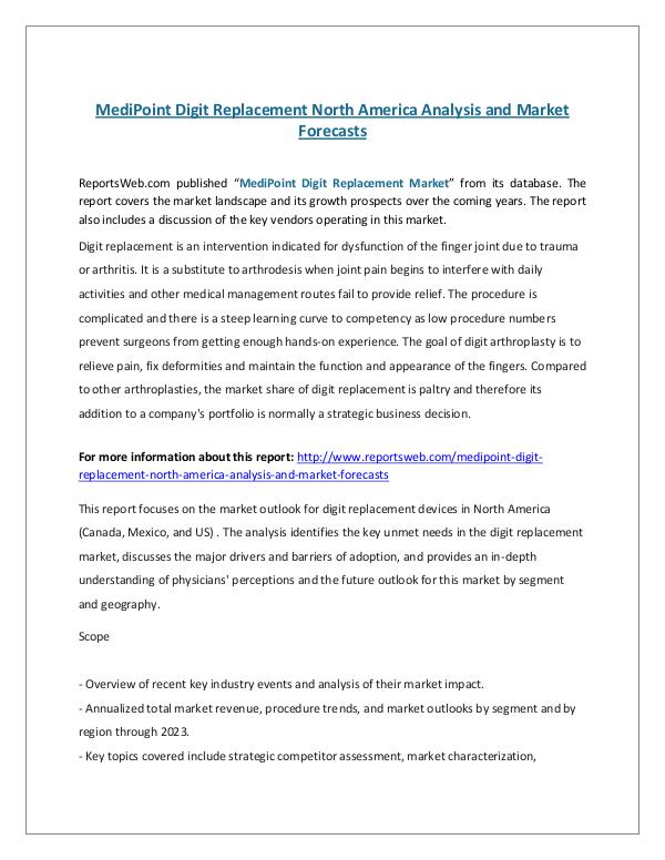 MediPoint Digit Replacement North America Analysis