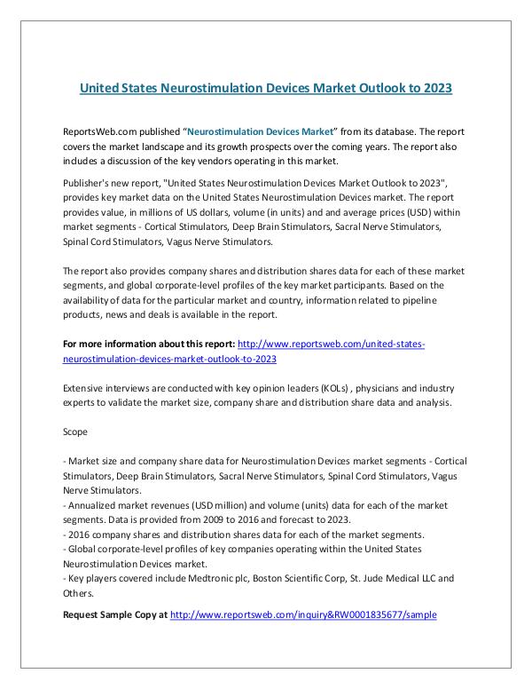 ReportsWeb- United States Neurostimulation Devices Market Outl