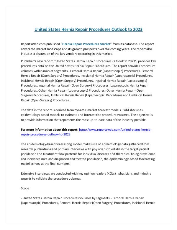 ReportsWeb- United States Hernia Repair Procedures Outlook to
