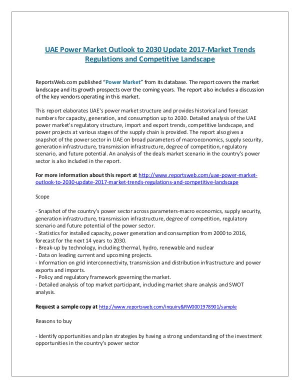 ReportsWeb- UAE Power Market Outlook to 2030 Update 2017
