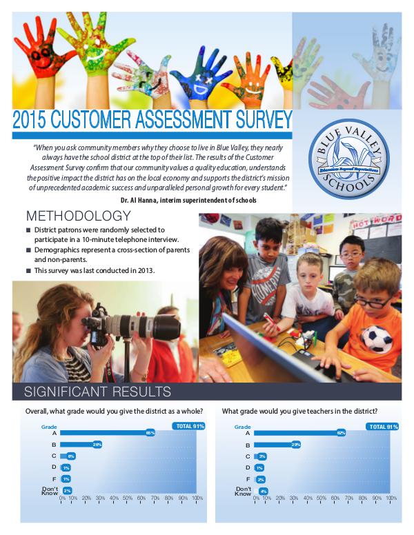 Blue Valley Customer Assessment Survey 2015 Blue Valley 2015 Customer Assessment Handout