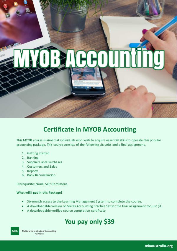 Certificate in MYOB Accounting MYOB1-infosheet