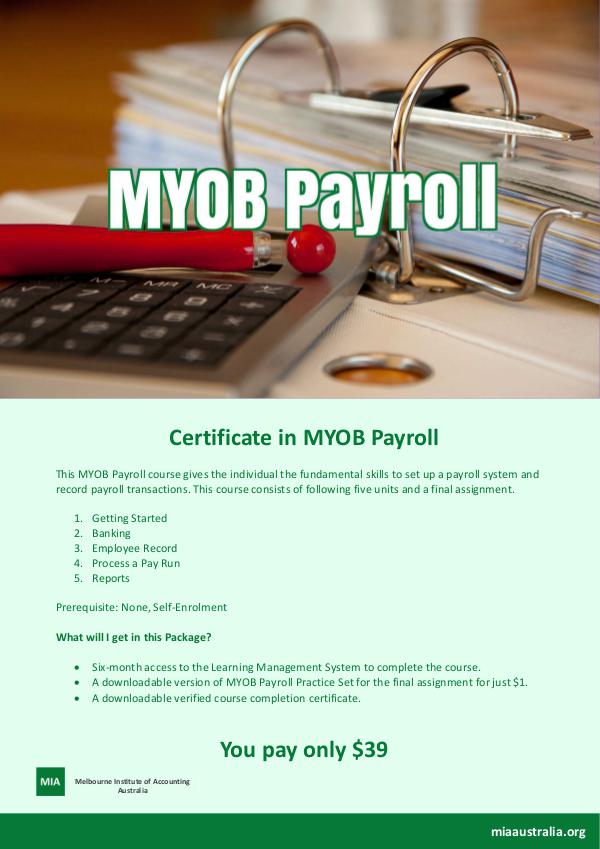 Certificate in MYOB Payroll PAYROLL1-infosheet