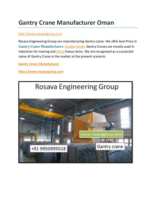 Gantry Crane Manufacturer Gantry Crane Manufacturer Oman