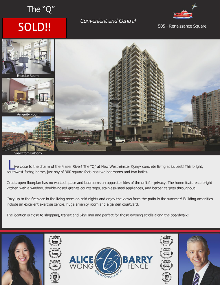 Sold Listings - New Westminster 505-1 Renaissance Square, New Westminster, B.C.