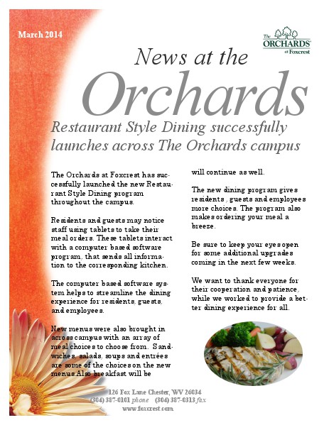 The Orchards Newsletter March 2014