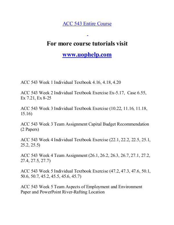 ACC 543 help A Guide to career/uophelp.com ACC 543 help A Guide to career/uophelp.com