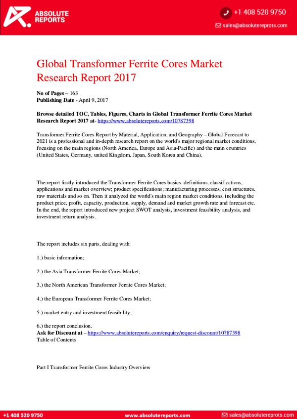 28-07-2017 Transformer-Ferrite-Cores-Market-Research-Report-2