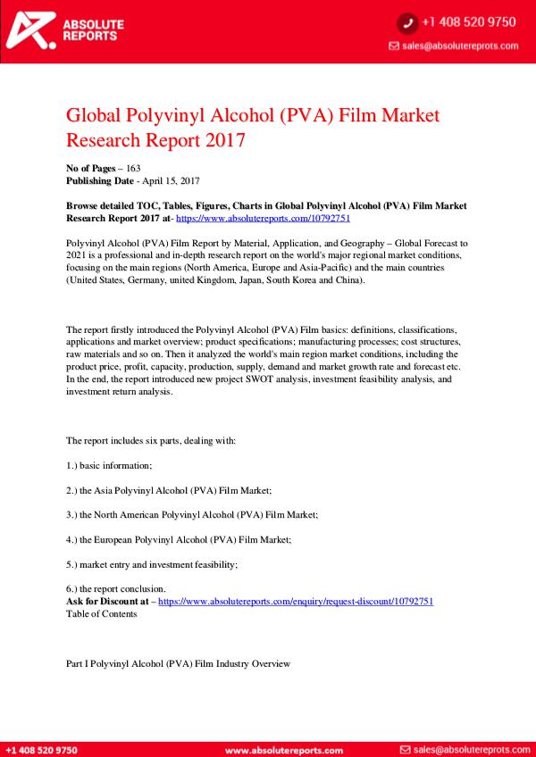 28-07-2017 Polyvinyl-Alcohol-PVA-Film-Market-Research-Report-