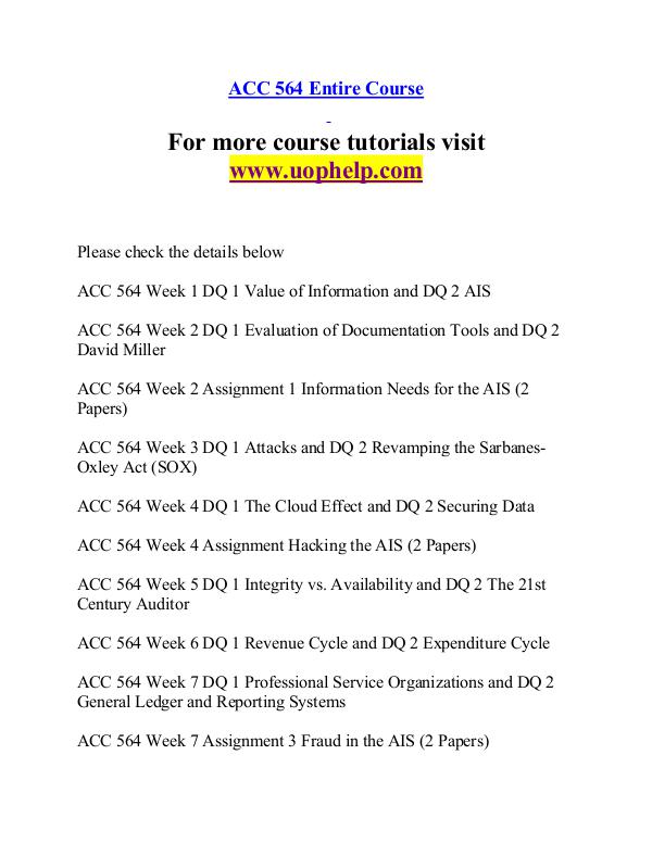 ACC 564 help A Guide to career/uophelp.com ACC 564 help A Guide to career/uophelp.com