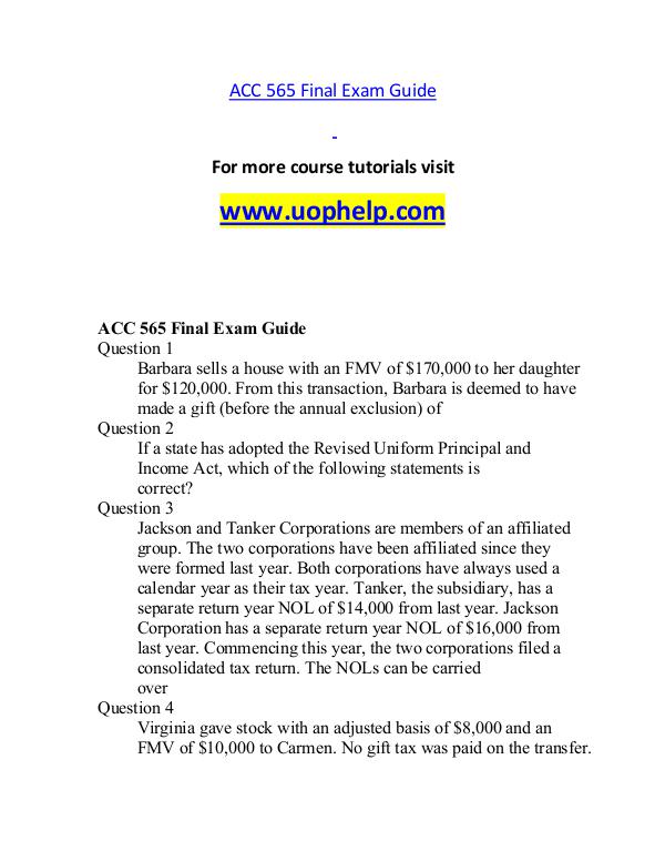 ACC 565 help A Guide to career/uophelp.com ACC 565 help A Guide to career/uophelp.com