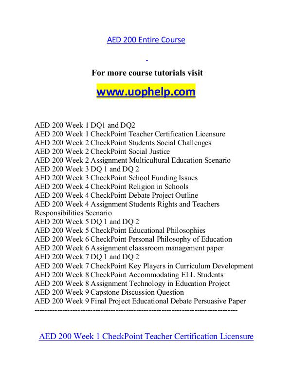 AED 200 help A Guide to career/uophelp.com AED 200 help A Guide to career/uophelp.com