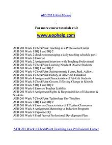 AED 201 help A Guide to career/uophelp.com