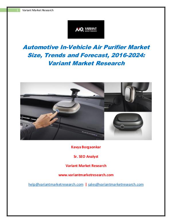 Global Automotive In-Vehicle Air Purifier Market Automotive In-Vehicle Air Purifier Market