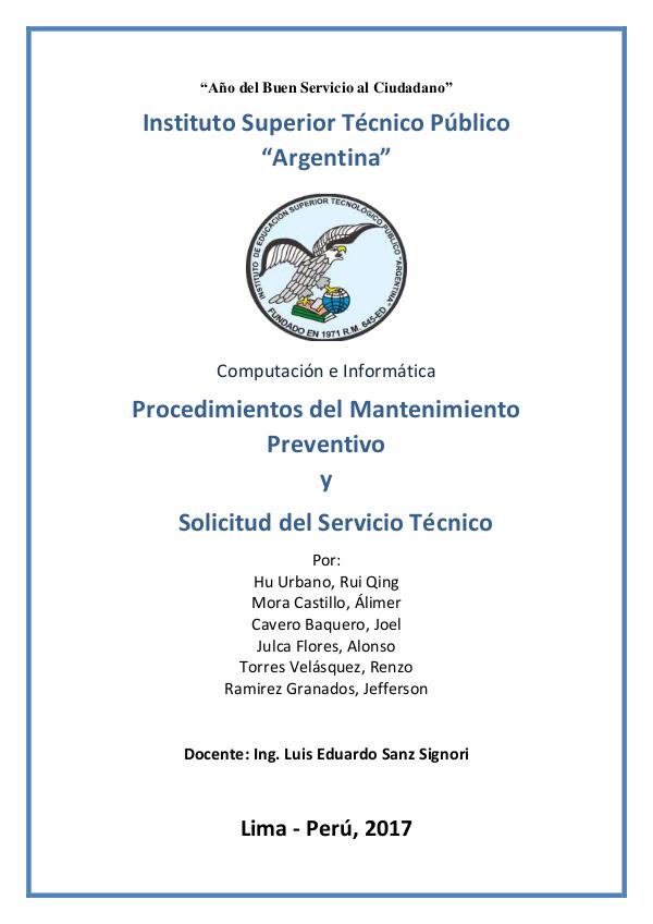 Procedimientos del Mantenimiento Preventivo y Solicitud del Servicio Monografia soporte tecnico