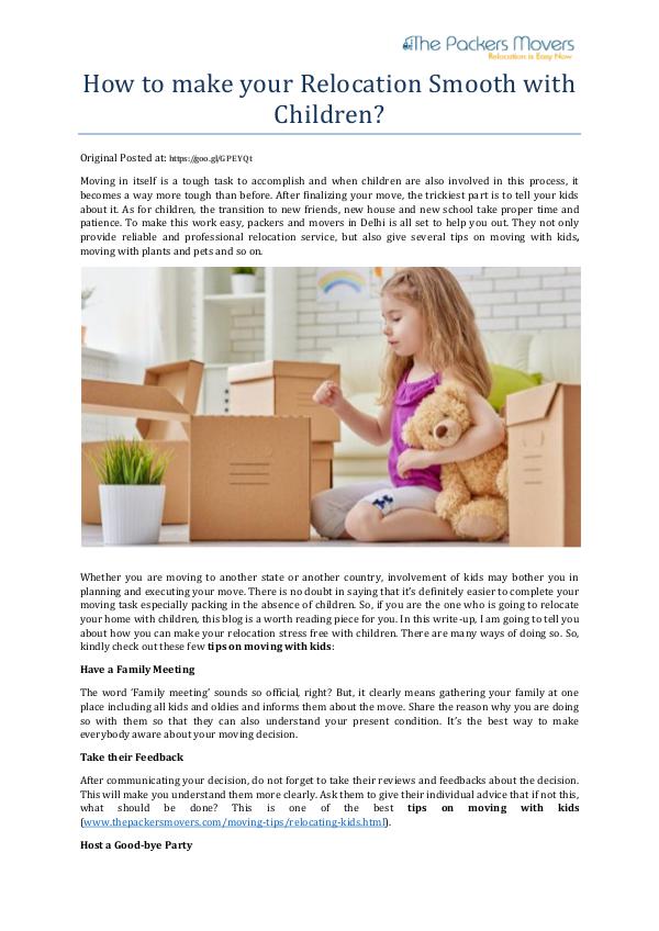 How to make your Relocation Smooth with Children