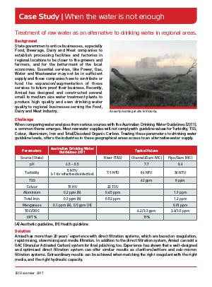AMIAD - AUSTRALIA & ASIA PACIFIC NEWS - VOLUME 9 - APRIL 2017 December 2017 - Case Study Raw Water to Drinking..