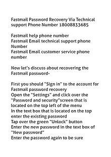 Fastmail Password Recovery 18002520044 Technical support Phone Number